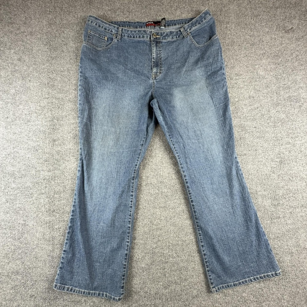 Kikit Jeans Womens 24 Medium Wash Blue High Rise Relaxed Straight Stretch Denim